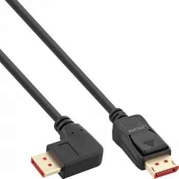 InLine DisplayPort 1.4 laidas, 8K4K, stačiu kampu, juodas/auksinis, 1 m