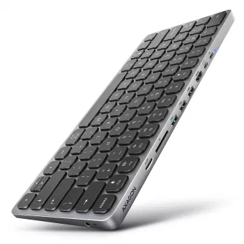 AXAGON HMC-KB-US USB 5Gbps centrinis įrenginys su klaviatūra, HDMI 4K/60Hz, 3x USB-A, SD/mSD, garsu, PD 100, JAV išdėstymas