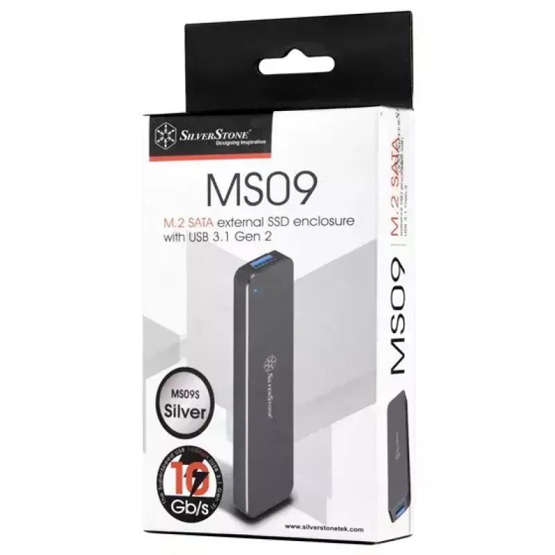Išorinis SSD dėklas Silverstone MS09 sidabrinis