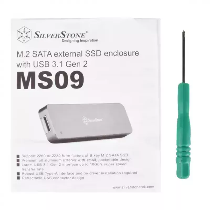 Išorinis SSD dėklas Silverstone MS09 sidabrinis