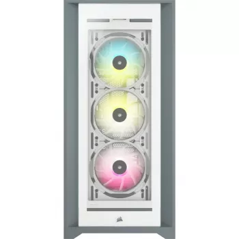 CORSAIR iCUE 5000X RGB – Baltas vidutinis bokštinis kompiuterio korpusas su grūdintu stiklu