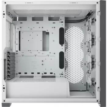 CORSAIR iCUE 5000X RGB – Baltas vidutinis bokštinis kompiuterio korpusas su grūdintu stiklu