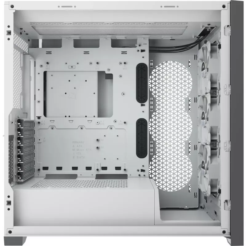 CORSAIR iCUE 5000X RGB – Baltas vidutinis bokštinis kompiuterio korpusas su grūdintu stiklu