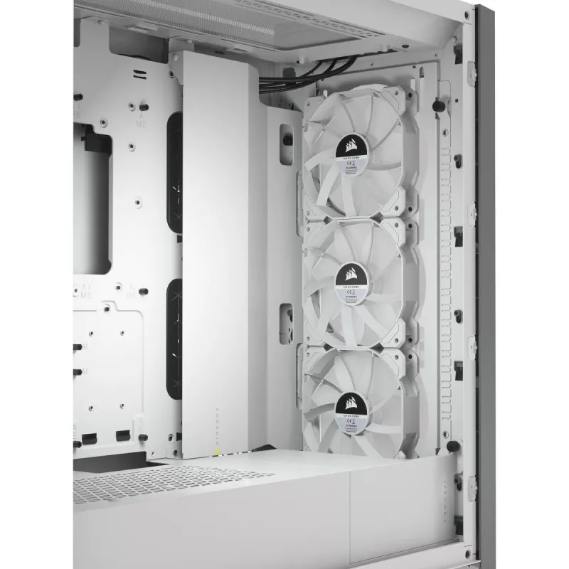 CORSAIR iCUE 5000X RGB – Baltas vidutinis bokštinis kompiuterio korpusas su grūdintu stiklu