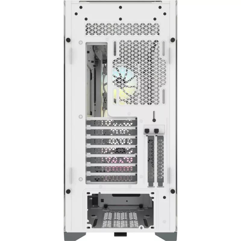 CORSAIR iCUE 5000X RGB – Baltas vidutinis bokštinis kompiuterio korpusas su grūdintu stiklu