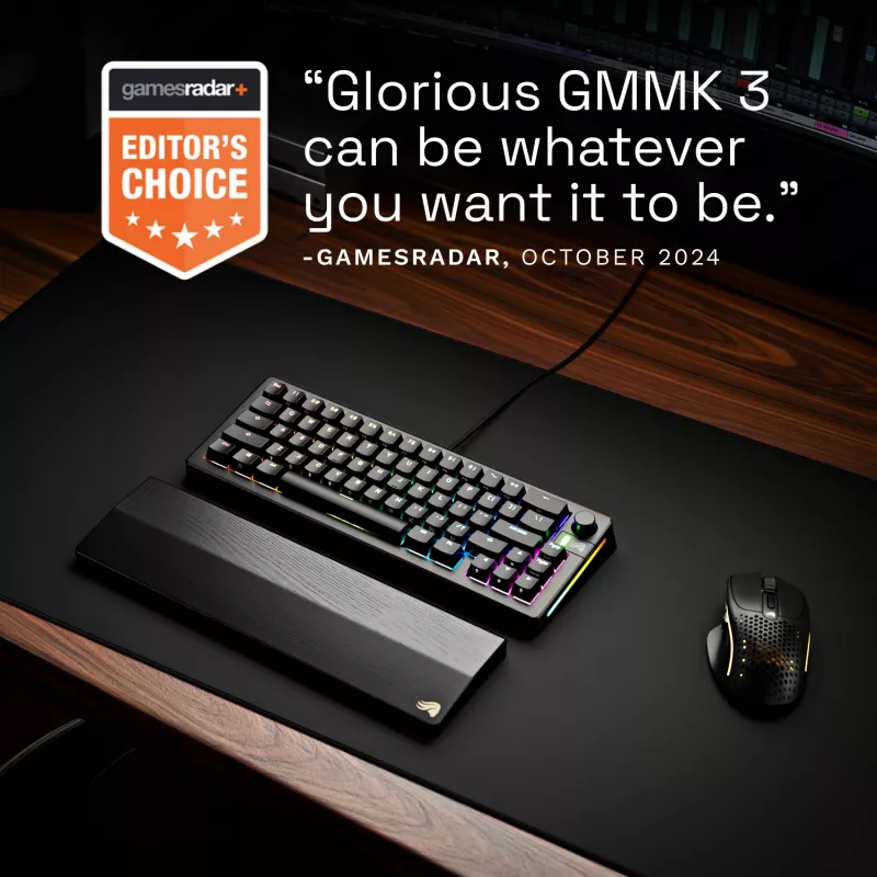 Mechaninė žaidimų klaviatūra GLORIOUS GMMK 3 65% laidinė USB, QWERTY US, RGB, juoda