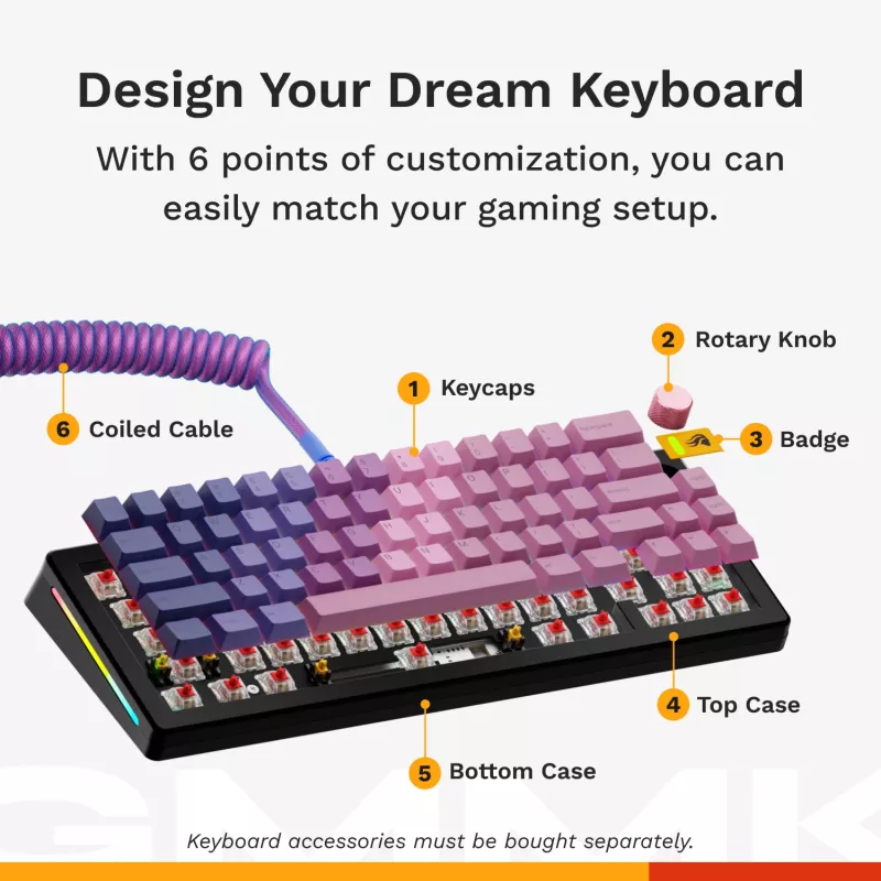 Mechaninė žaidimų klaviatūra GLORIOUS GMMK 3 65% laidinė USB, QWERTY US, RGB, juoda