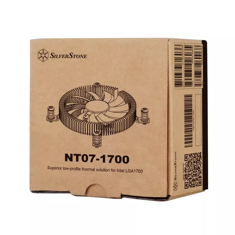 SilverStone SST-NT07-1700 žemo profilio procesoriaus aušintuvas, 80 mm, 1500–3600 aps./min., juodas