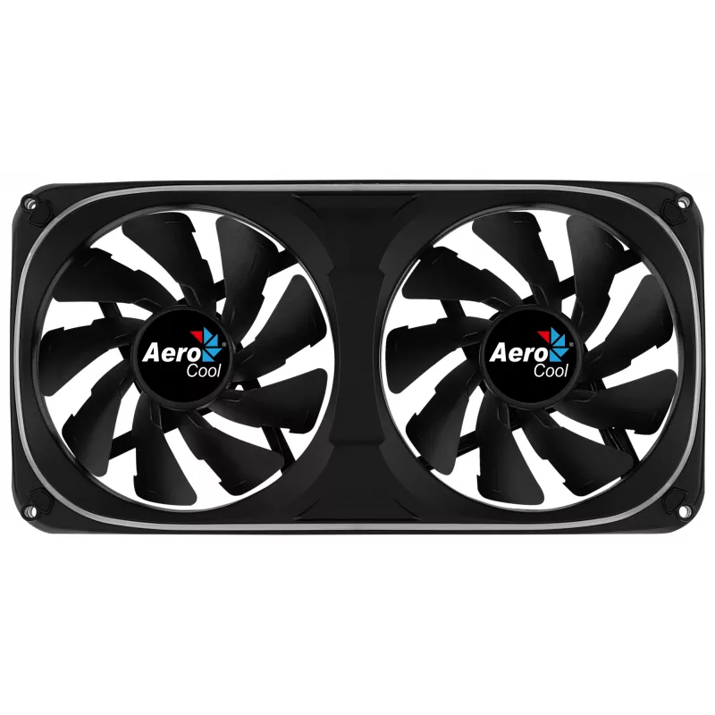 Aerocool ASTRO24 dvigubas 12 cm ARGB ventiliatorius su antivibracinėmis pagalvėlėmis, juodas