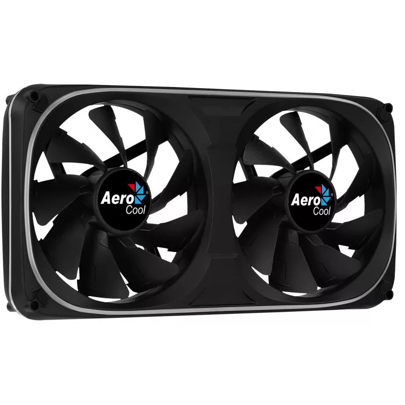 Aerocool ASTRO24 dvigubas 12 cm ARGB ventiliatorius su antivibracinėmis pagalvėlėmis, juodas