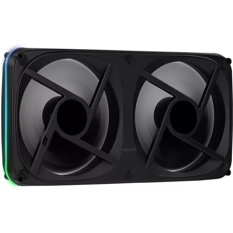 Aerocool ASTRO24 dvigubas 12 cm ARGB ventiliatorius su antivibracinėmis pagalvėlėmis, juodas