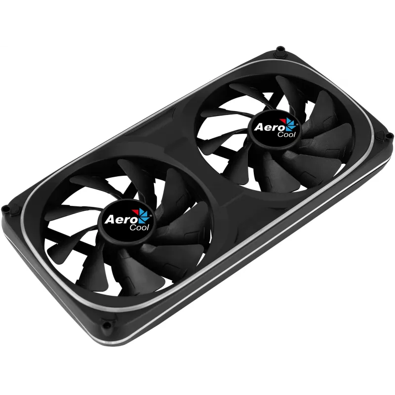 Aerocool ASTRO24 dvigubas 12 cm ARGB ventiliatorius su antivibracinėmis pagalvėlėmis, juodas