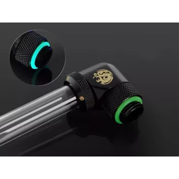BitsPower BP-MBE90RML žalvarinis 90° sukamasis adapteris skysčio aušinimui, 1/4 colio sriegis, juodas