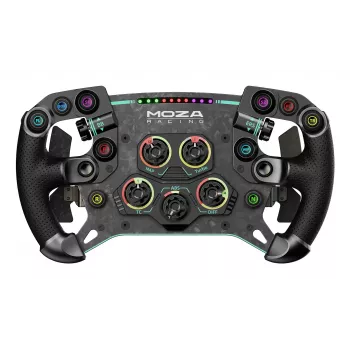 Moza Racing GS V2P vairaratis – GT lenktynių vairas su anglies pluoštu, oda ir mikropluoštu