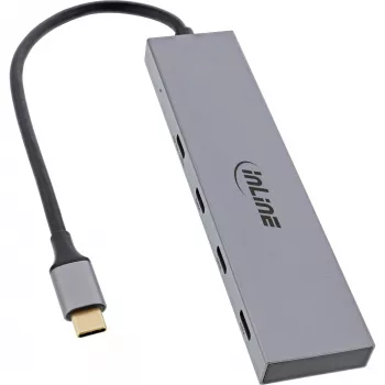 InLine USB 3.2 Gen.2 4 prievadų USB-C šakotuvas, aliumininis korpusas, OTG, 10 Gb/s