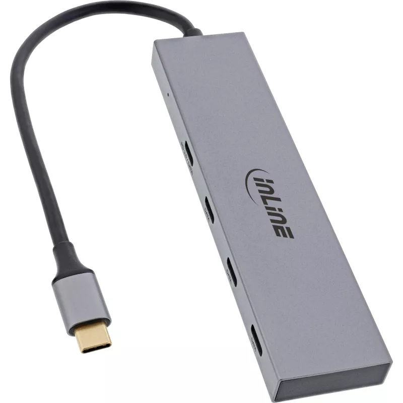 InLine USB 3.2 Gen.2 4 prievadų USB-C šakotuvas, aliumininis korpusas, OTG, 10 Gb/s