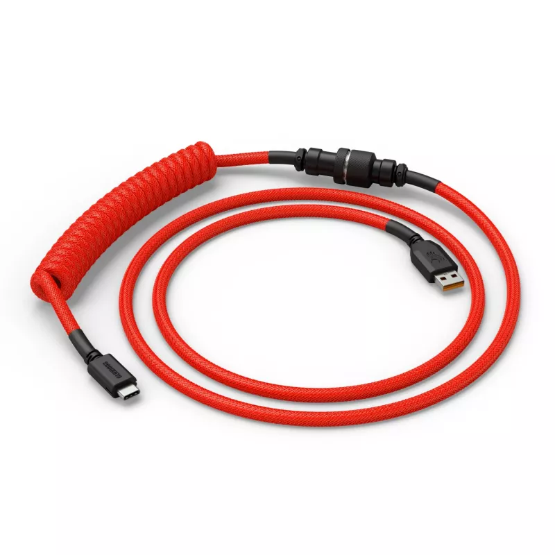 Susuktas USB laidas GLORIOUS GMMK Crimson Red – nuimamas klaviatūros laidas, spyruoklinis dizainas