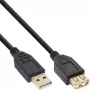 InLine USB 2.0 ilginimo laidas, A tipo kištukas / lizdas, auksuotas, juodas, 2 m