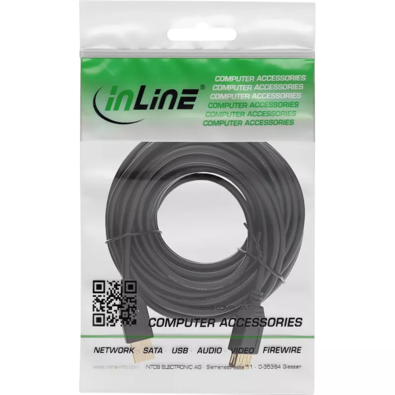 InLine USB 2.0 ilginimo laidas, A tipo kištukas / lizdas, auksuotas, juodas, 2 m