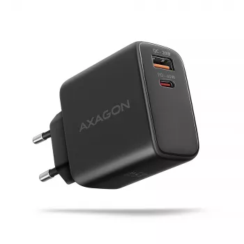 AXAGON ACU-PQ45 USB-C/USB-A 45W GaN greitasis įkroviklis (QC 3.0/4+, PD 3.0, PPS, AFC, FCP, SFC) juodas