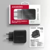 AXAGON ACU-PQ45 USB-C/USB-A 45W GaN greitasis įkroviklis (QC 3.0/4+, PD 3.0, PPS, AFC, FCP, SFC) juodas
