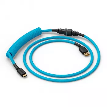Suvyniotas USB laidas GLORIOUS GMMK Electric Blue – nuimamas klaviatūros laidas su stačiakampėmis jungtimis