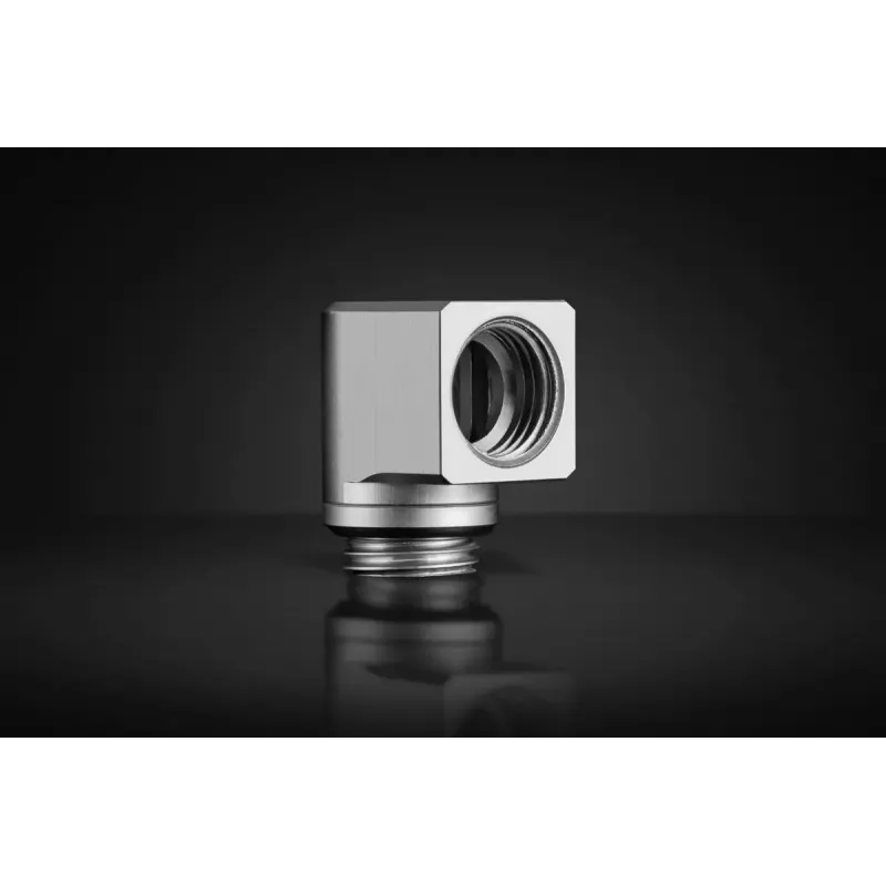 EK-Quantum Torque Micro Rotary 90° adapteris – žalvarinis, satino sidabro/titano apdaila, 20,8 mm aukštis, 16,5 mm skersmuo