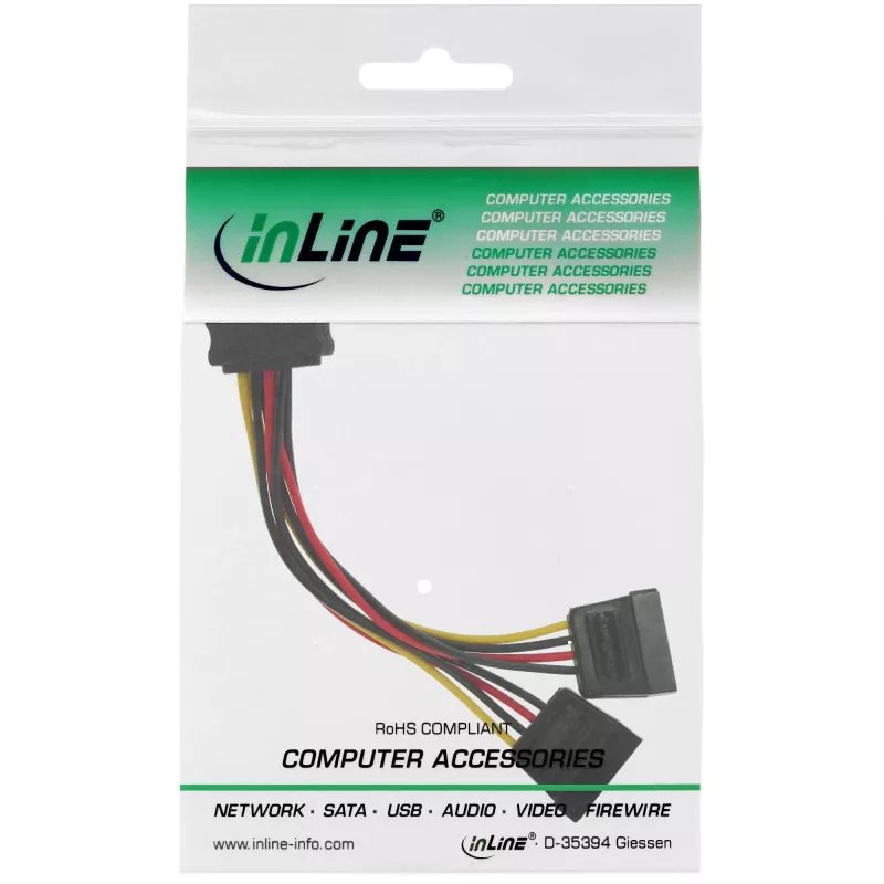 InLine SATA Y formos maitinimo laidas SATA moteriška / 2x SATA vyriška 0,15 m