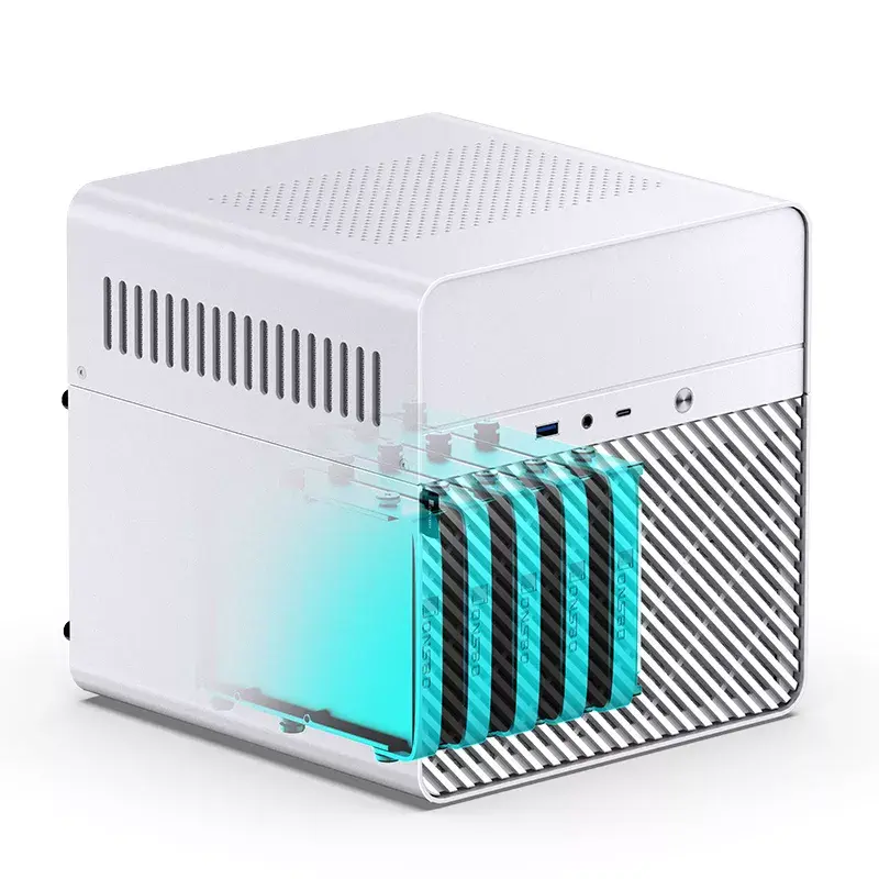 Jonsbo N2 Mini-ITX NAS korpusas, kubas, aliuminis/plienas, baltas