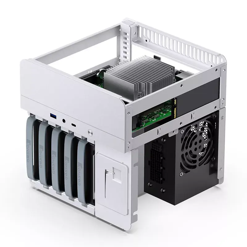 Jonsbo N2 Mini-ITX NAS korpusas, kubas, aliuminis/plienas, baltas
