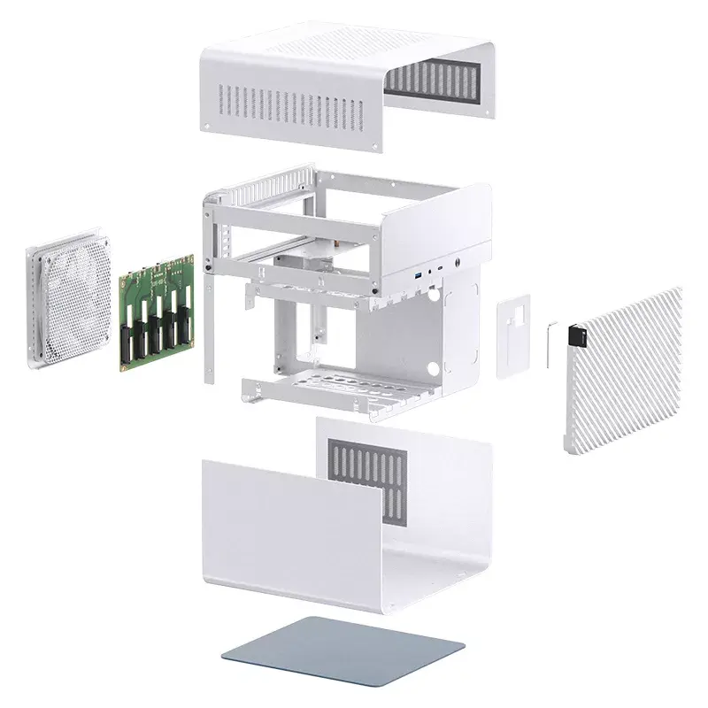 Jonsbo N2 Mini-ITX NAS korpusas, kubas, aliuminis/plienas, baltas