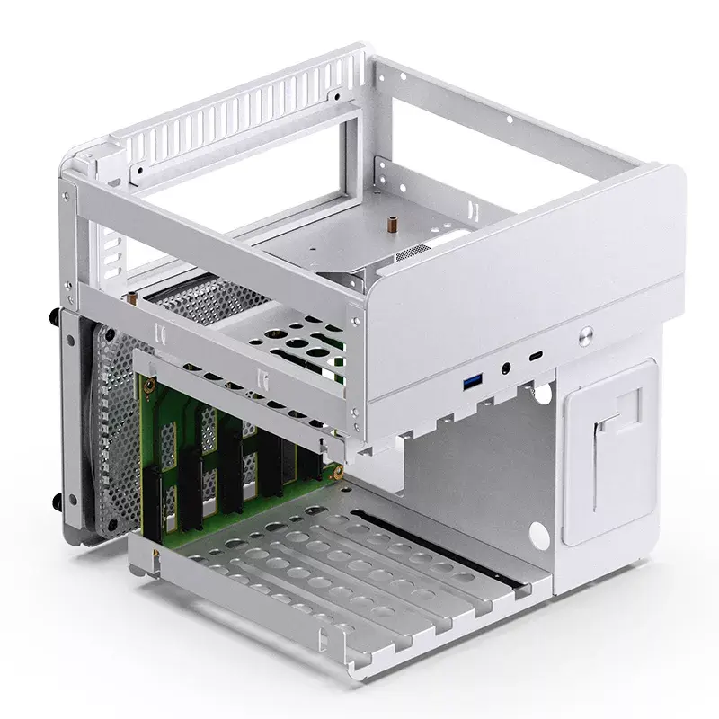 Jonsbo N2 Mini-ITX NAS korpusas, kubas, aliuminis/plienas, baltas