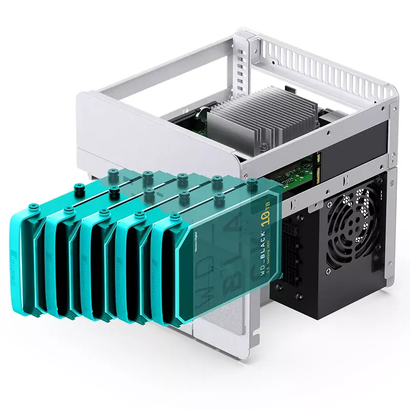 Jonsbo N2 Mini-ITX NAS korpusas, kubas, aliuminis/plienas, baltas