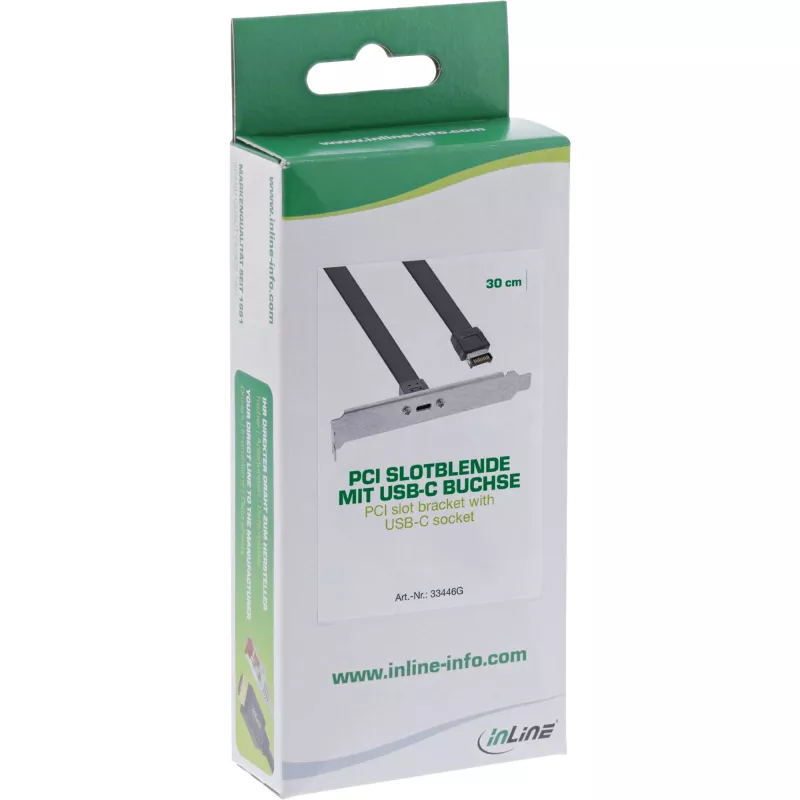 InLine PCI lizdo laikiklis, USB-C į USB 3.2 priekinį skydelį Key-A vidinis, 0,5 m