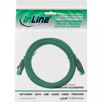 InLine jungiamasis kabelis S/FTP PiMF Cat.6A halogen-free 500MHz žalias 0,5m