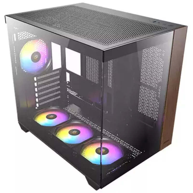 PC korpusas Antec CX800 Midi Tower juodas, medžio akcentai