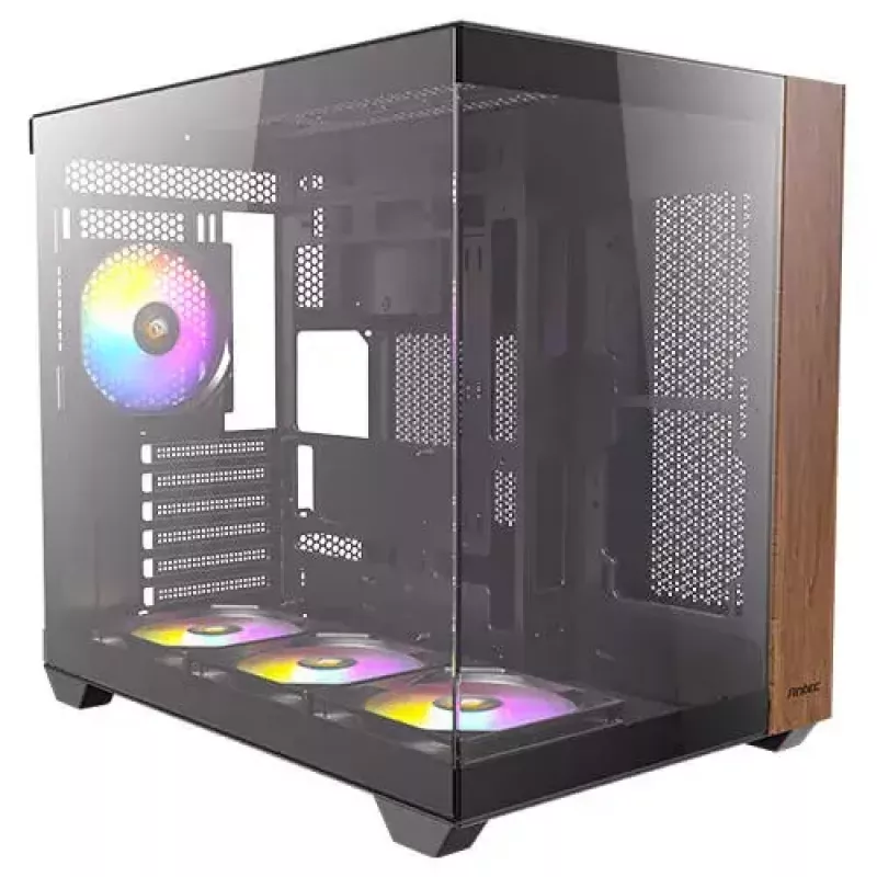 PC korpusas Antec CX800 Midi Tower juodas, medžio akcentai