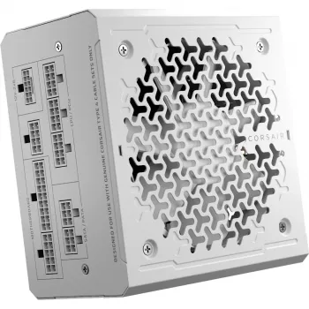 Maitinimo blokas CORSAIR RMe Series RM1000e — 1000 W, ATX 3.1, 80 PLUS Gold, pilnai modulinis, baltas, 120 mm ventiliatorius