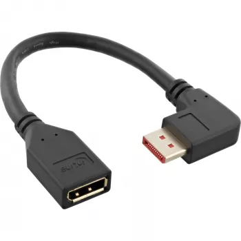 InLine DisplayPort 1.4 adapterinis kabelis M/F, 8K4K, stačiu kampu į dešinę, juodas/auksinis