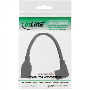 InLine DisplayPort 1.4 adapterinis kabelis M/F, 8K4K, stačiu kampu į dešinę, juodas/auksinis
