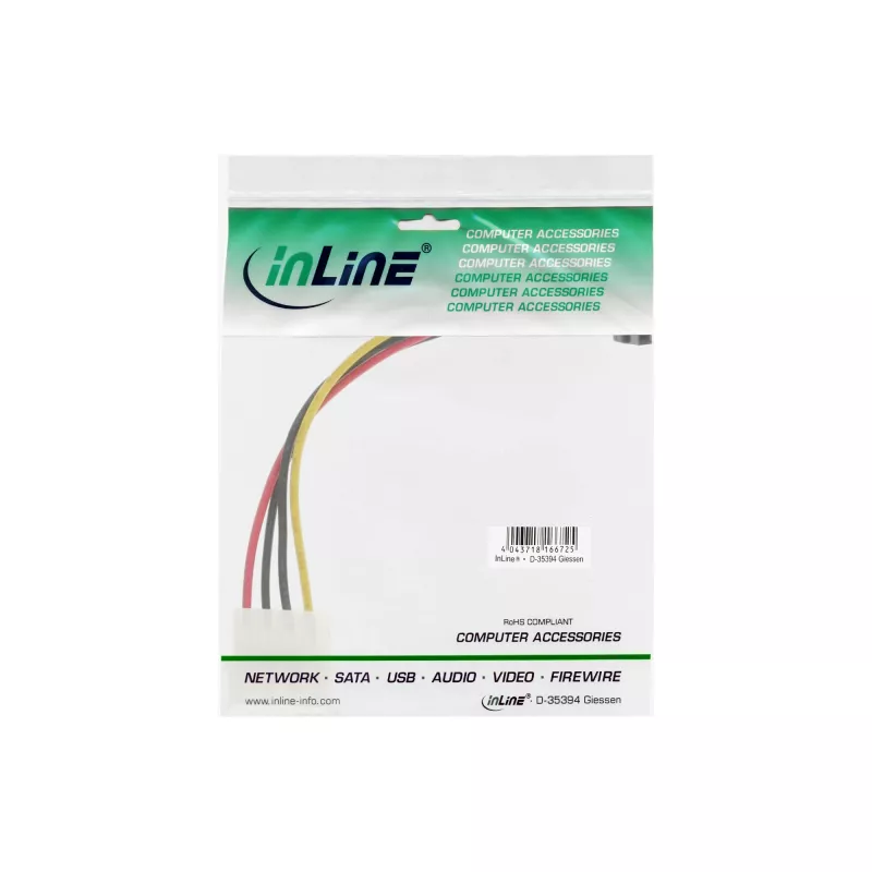 InLine SATA maitinimo adapterio laidas 1x 4 kontaktų (Molex) / 15 kontaktų SATA kampu į viršų 29670X