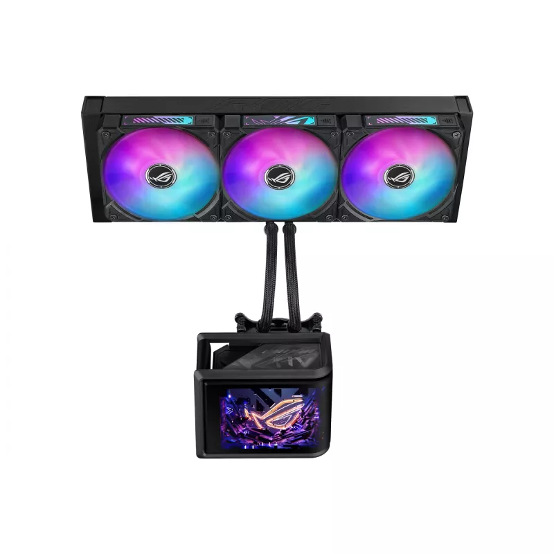 Skysčio aušintuvas ASUS ROG Ryuo IV SLC 360 ARGB — 120 mm ventiliatoriai, 360 mm radiatorius, juodas