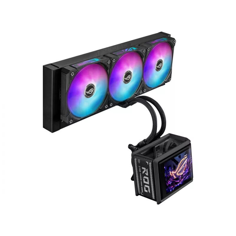 Skysčio aušintuvas ASUS ROG Ryuo IV SLC 360 ARGB — 120 mm ventiliatoriai, 360 mm radiatorius, juodas