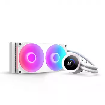 Skystas aušintuvas procesoriui NZXT Kraken Plus RGB 240 — 120 mm ventiliatoriai, FDB guolis, baltas