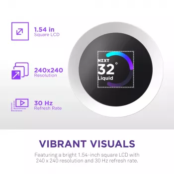 Skystas aušintuvas procesoriui NZXT Kraken Plus RGB 240 — 120 mm ventiliatoriai, FDB guolis, baltas