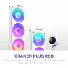 Skystas aušintuvas procesoriui NZXT Kraken Plus RGB 240 — 120 mm ventiliatoriai, FDB guolis, baltas