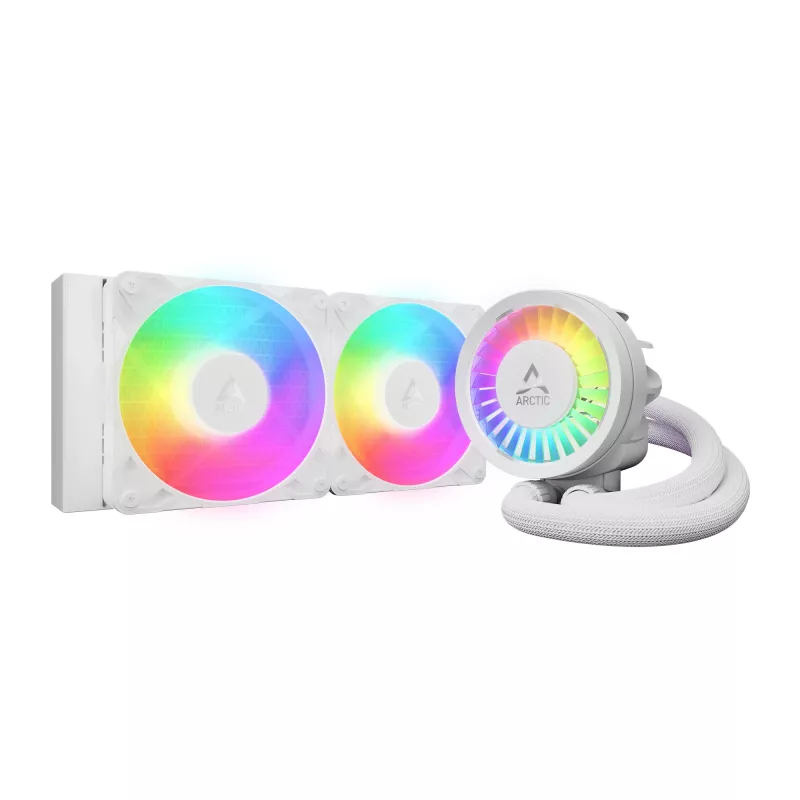 Vandens aušintuvas CPU Arctic Liquid Freezer III Pro 240 A-RGB — 240 mm, 120 mm ventiliatoriai, Baltas, LGA1700/AM4/AM5