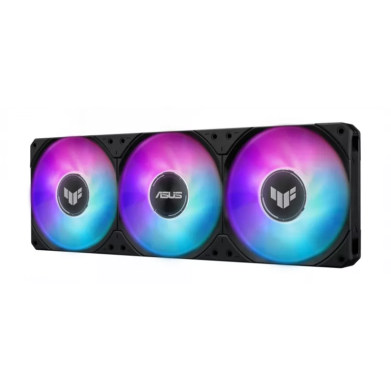 Skysčio aušintuvas ASUS TUF Gaming LC III 360 ARGB LCD — 360 mm radiatorius, 3x 120 mm ventiliatoriai, Lizdai AM5/AM4/LGA1700/LGA1200, Juodas