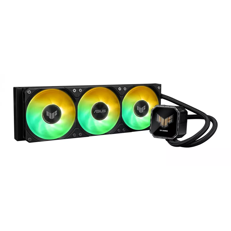 Skysčio aušintuvas ASUS TUF Gaming LC III 360 ARGB LCD — 360 mm radiatorius, 3x 120 mm ventiliatoriai, Lizdai AM5/AM4/LGA1700/LGA1200, Juodas