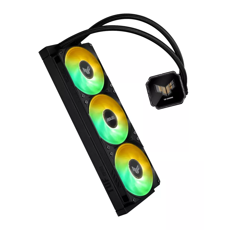 Skysčio aušintuvas ASUS TUF Gaming LC III 360 ARGB LCD — 360 mm radiatorius, 3x 120 mm ventiliatoriai, Lizdai AM5/AM4/LGA1700/LGA1200, Juodas